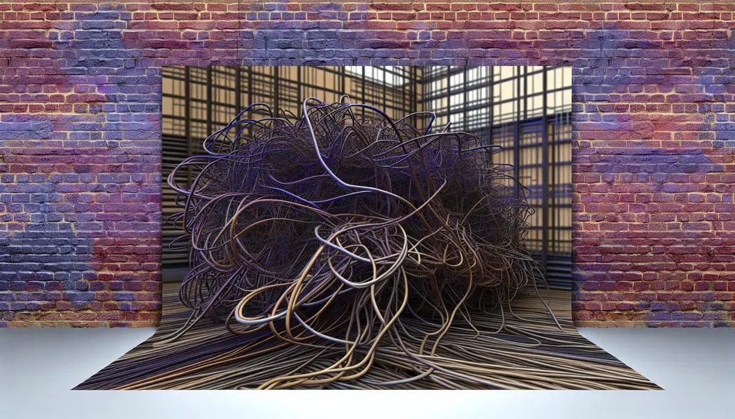 Illustration of chaotic data environment stalling AI capabilities.